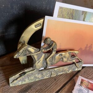 Vintage Brass Horse Jockey Letter Holder Made in England